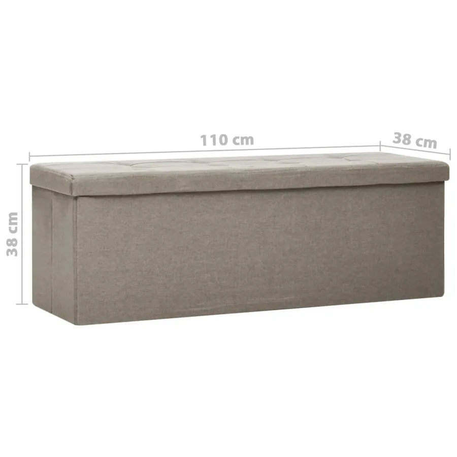 Banc de rangement pliable Taupe Faux lin - 8