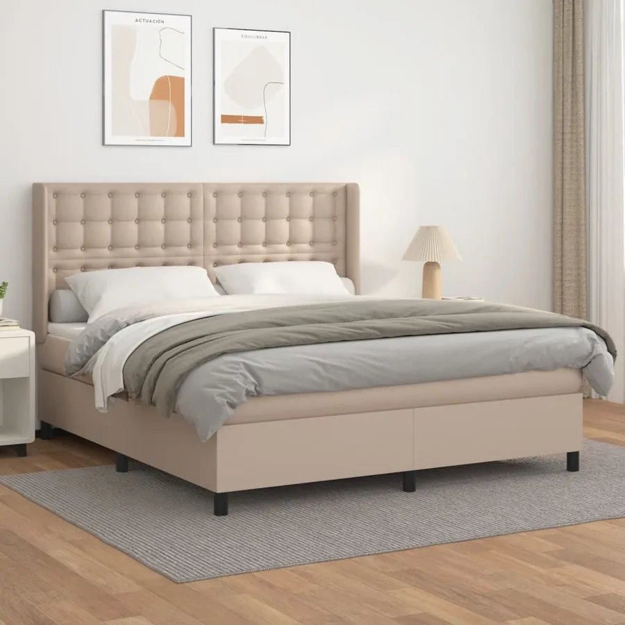 Sommier à lattes de lit avec matelas Cappuccino 160x200 cm