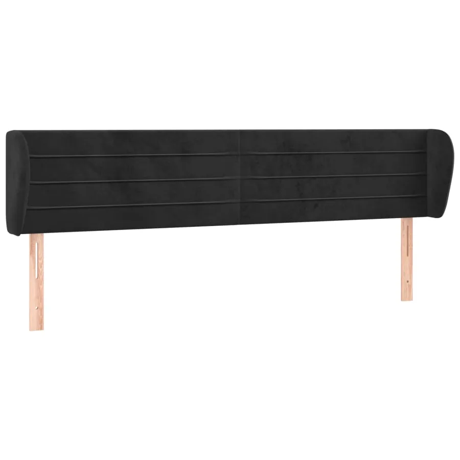 Tête de lit avec oreilles Noir 203x23x78/88 cm Velours - 2