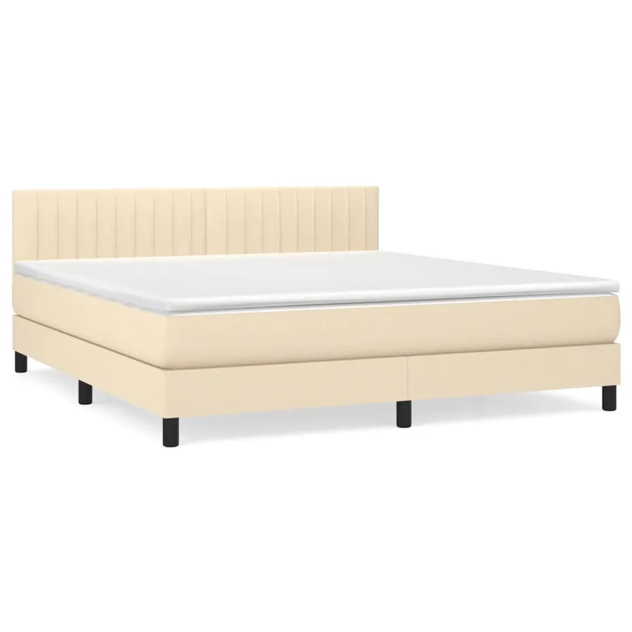 Sommier à lattes de lit avec matelas Crème 160x200 cm Tissu - 2