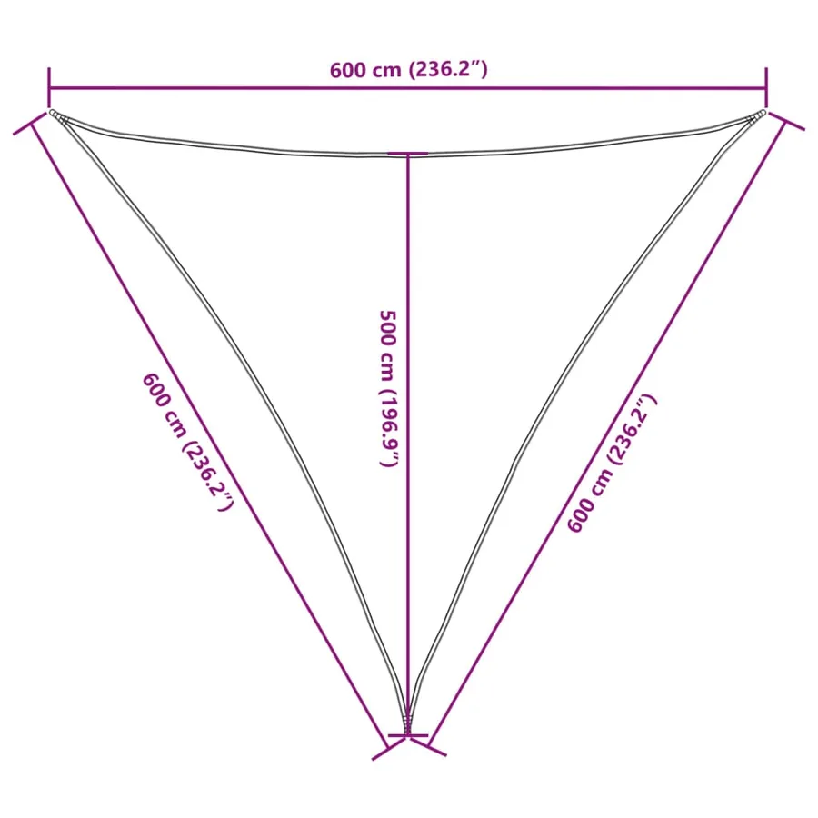 Voile de parasol tissu oxford triangulaire 6x6x6 m orange - 10