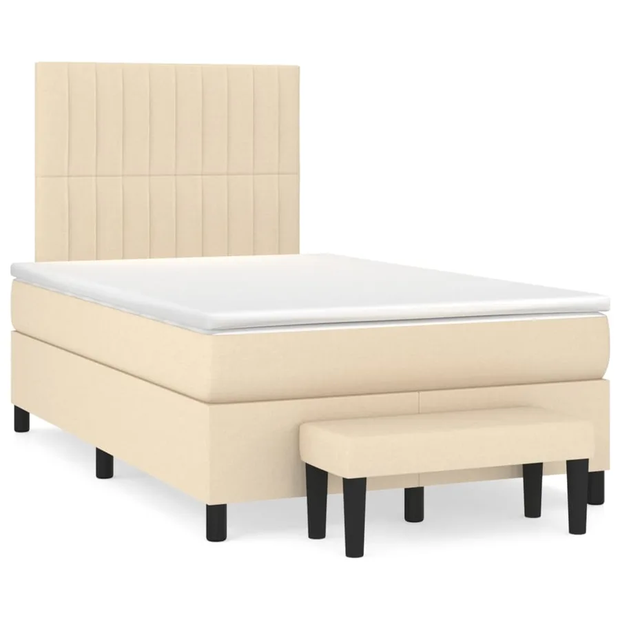 Sommier à lattes de lit avec matelas Crème 120x200 cm Tissu - 2