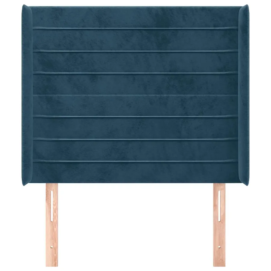 Tête de lit avec oreilles Bleu foncé 93x16x118/128 cm Velours - 3