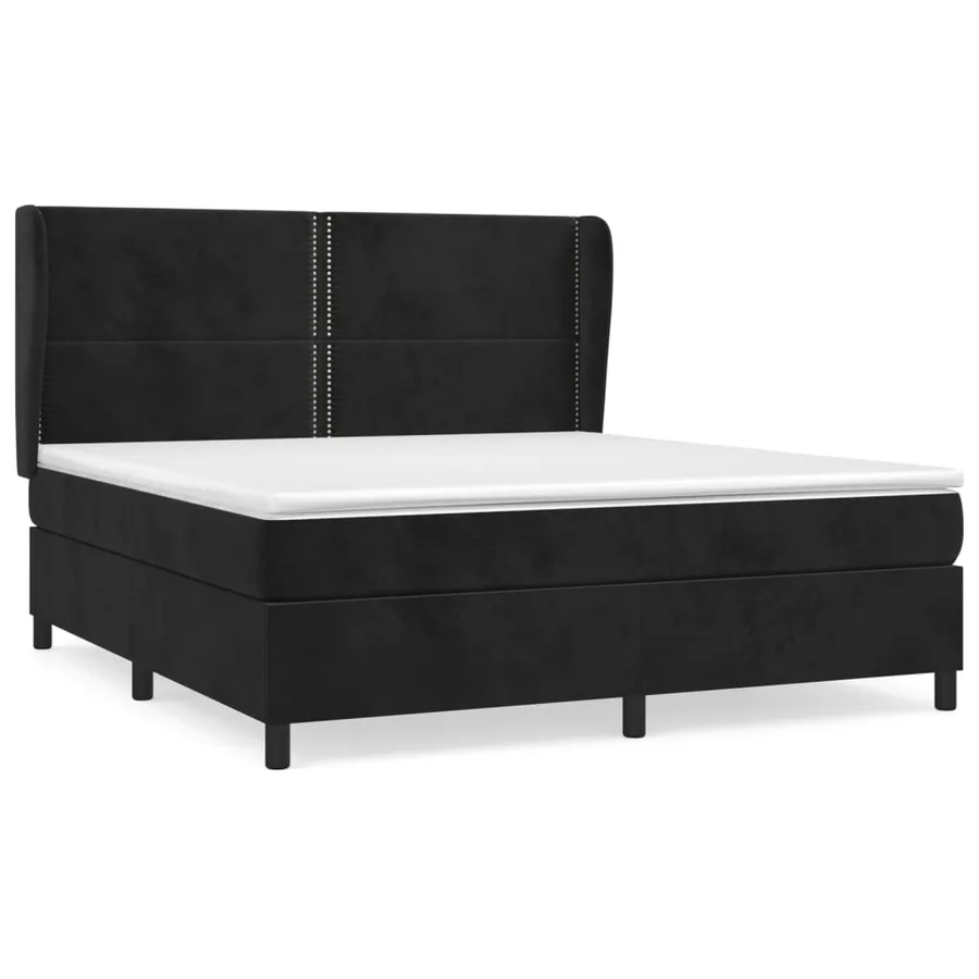 Sommier à lattes de lit et matelas Noir 160x200 cm Velours - 2