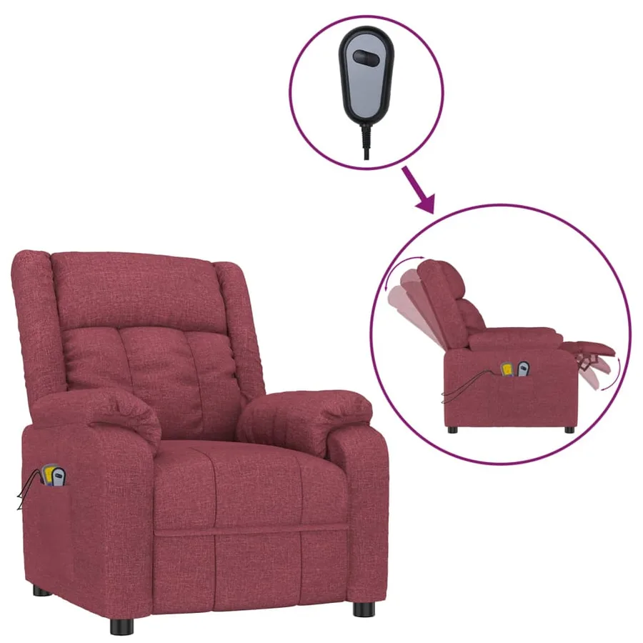 Fauteuil électrique de massage Bordeaux Tissu - 2
