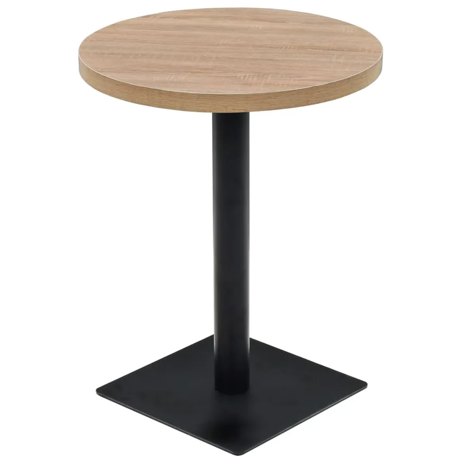 Table de bistro MDF et acier Rond 60 x 75 cm Couleur de chêne - 2