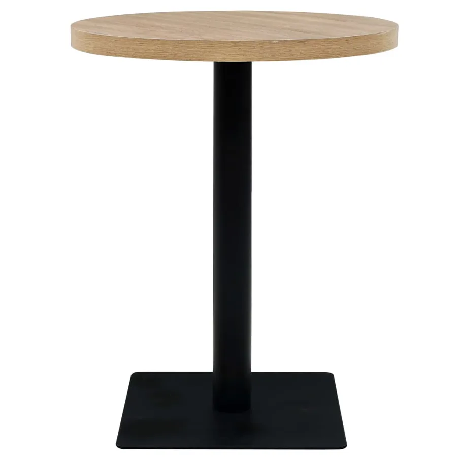 Table de bistro MDF et acier Rond 60 x 75 cm Couleur de chêne - 3
