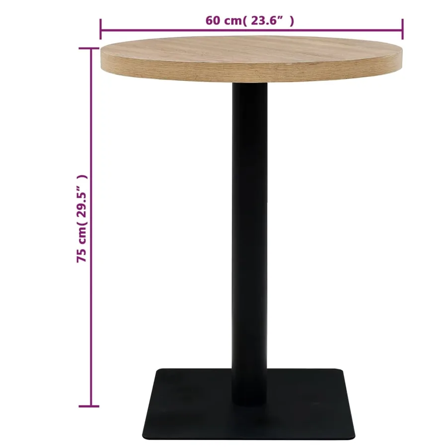 Table de bistro MDF et acier Rond 60 x 75 cm Couleur de chêne - 6