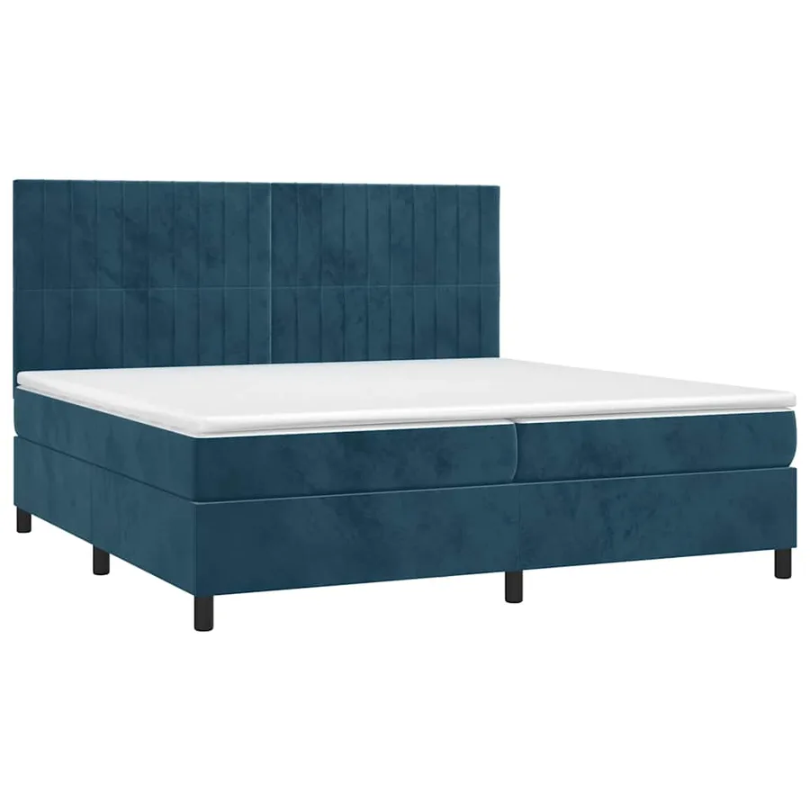 Sommier à lattes de lit et matelas Bleu foncé 200x200cm Velours - 3