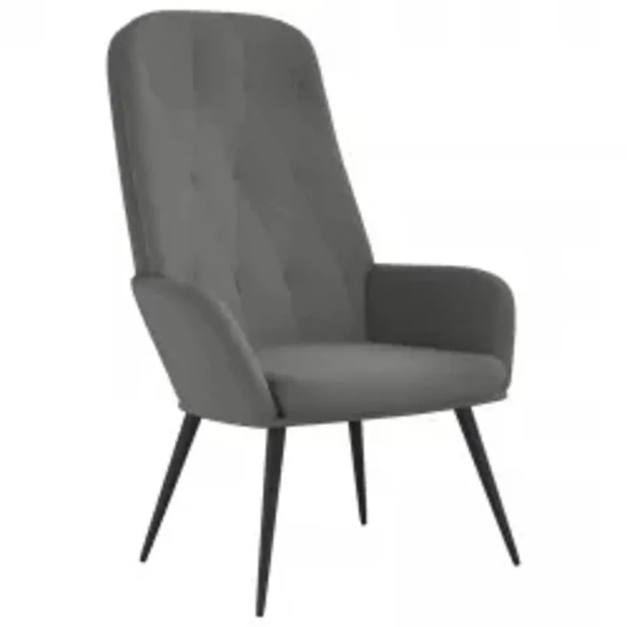 Chaise de relaxation avec repose-pied Gris foncé Velours - 3