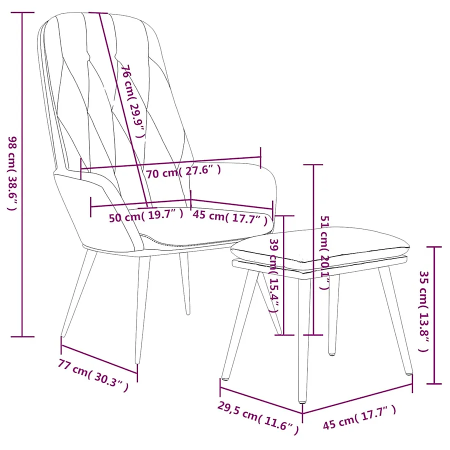 Chaise de relaxation avec repose-pied Gris foncé Velours - 7
