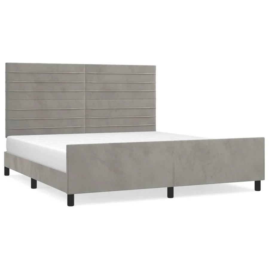 Cadre de lit sans matelas gris clair velours - 2