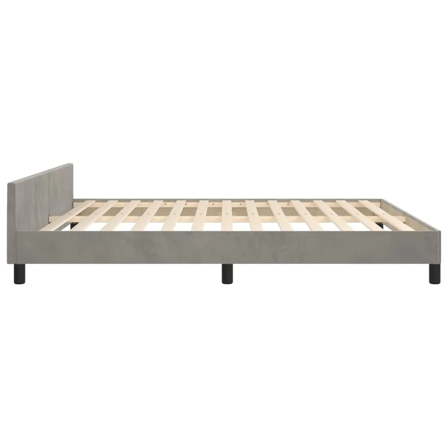 Cadre de lit sans matelas gris clair velours - 7