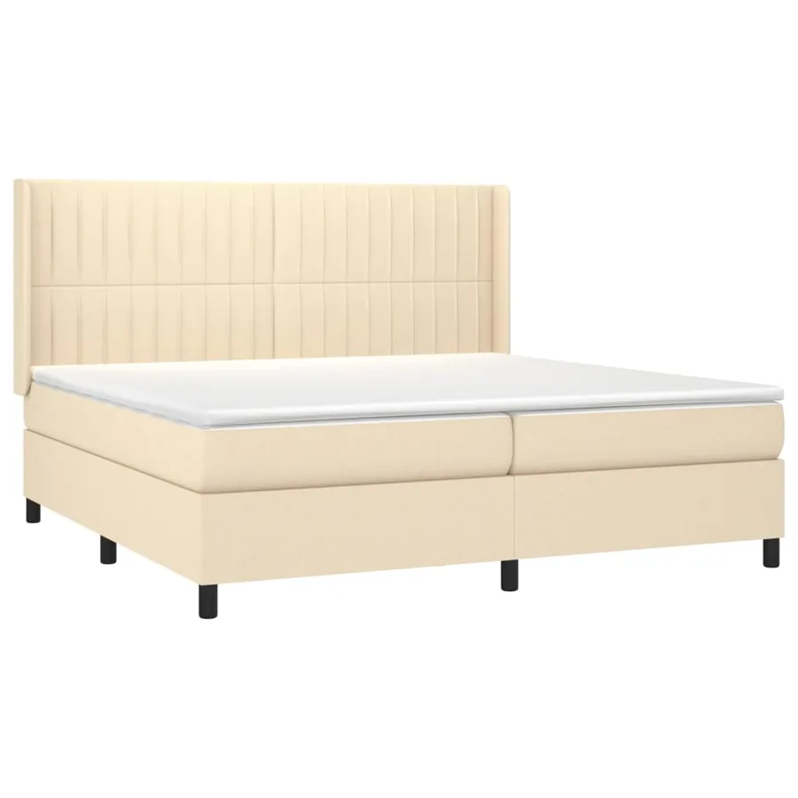 Sommier à lattes de lit avec matelas Crème 200x200 cm Tissu - 3