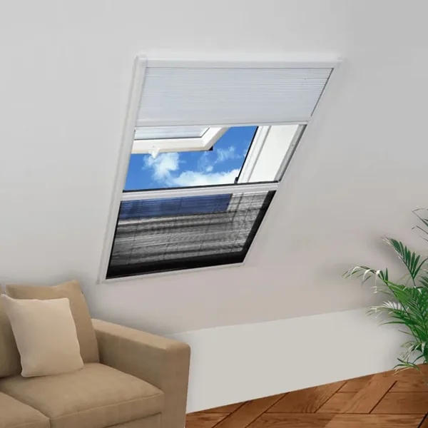 Moustiquaire plissée pour fenêtre 160 x 80 cm avec store occultant