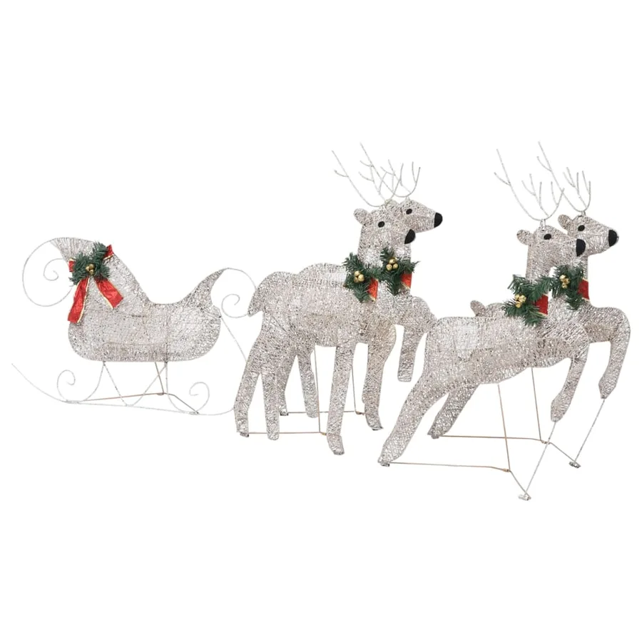 Décoration de Noël Rennes avec traîneau 100 LED Extérieur Doré - 5