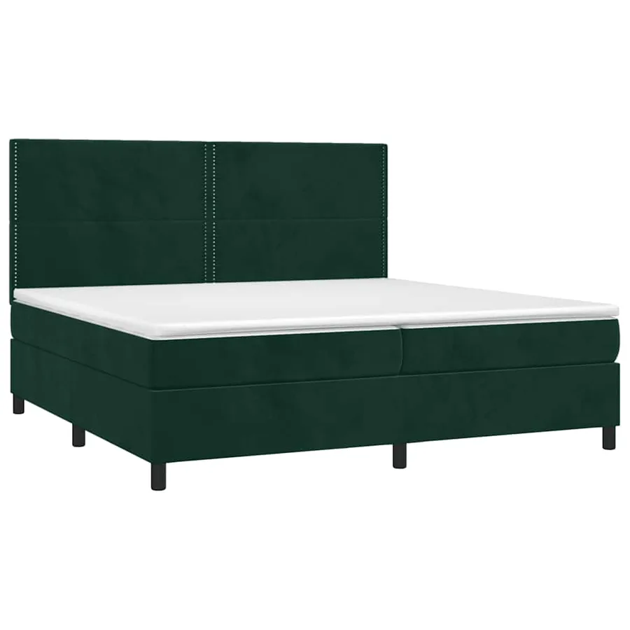 Sommier à lattes de lit et matelas Vert foncé 200x200cm Velours - 3