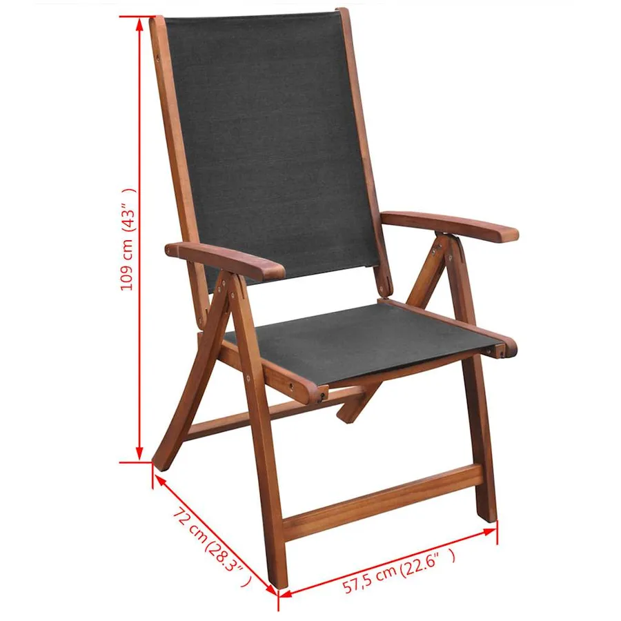 Ensemble à manger d'extérieur 9 pcs et coussins Acacia solide - 14
