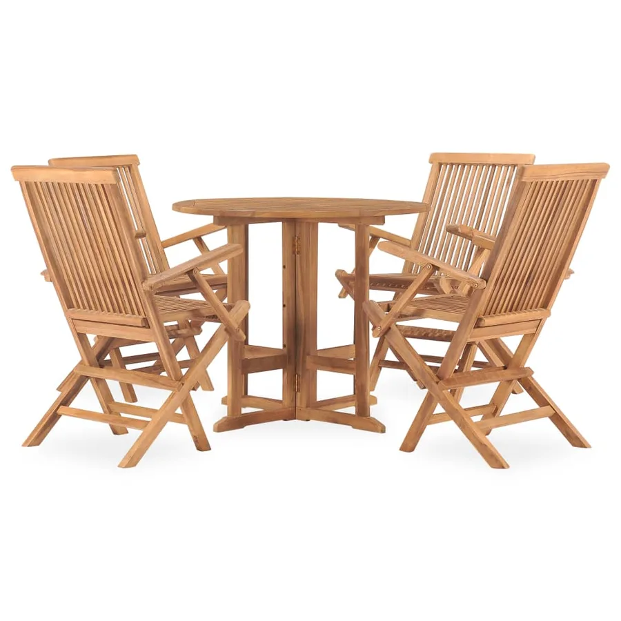 Ensemble à manger d'extérieur pliable 5 pcs Bois solide de teck - 2