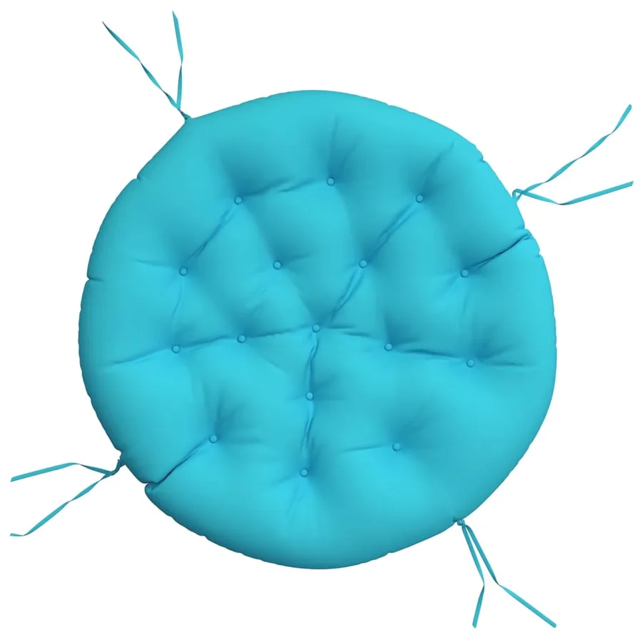 Coussin rond turquoise Ø 100 x11 cm tissu oxford - 2