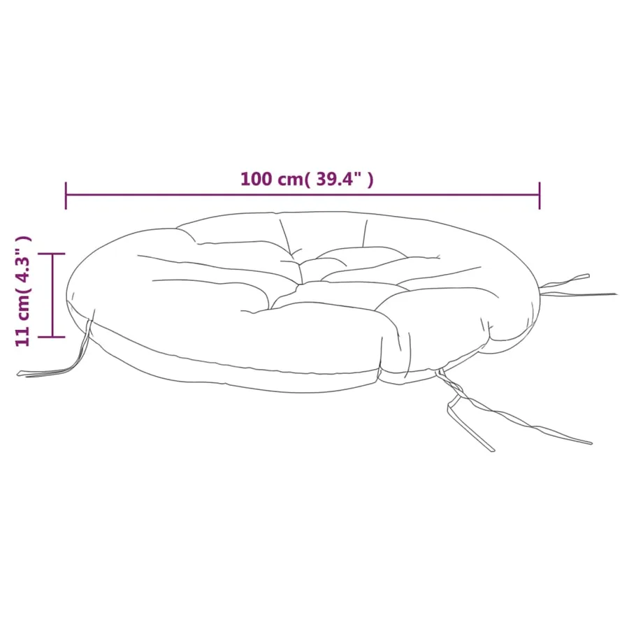 Coussin rond turquoise Ø 100 x11 cm tissu oxford - 7