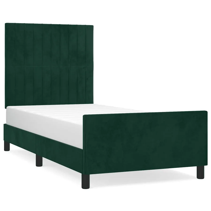 Cadre de lit sans matelas vert foncé 90x200 cm velours - 2