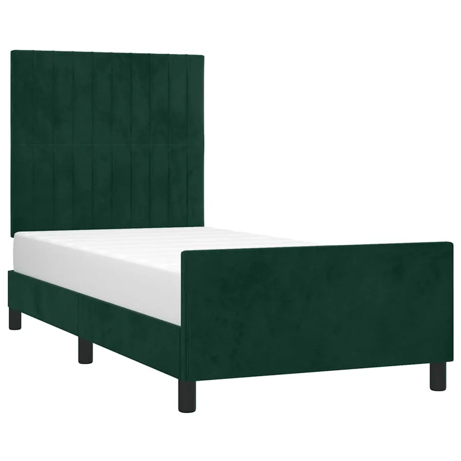 Cadre de lit sans matelas vert foncé 90x200 cm velours - 3