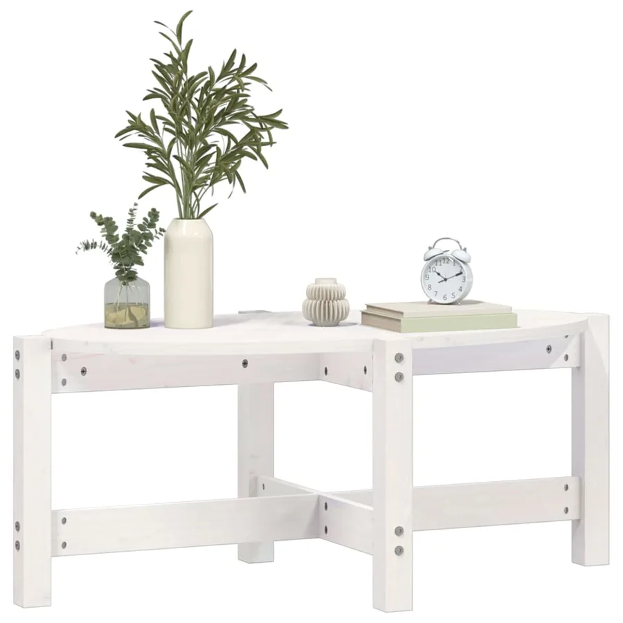Table basse Blanc 87x48x35 cm Bois massif de pin - 4