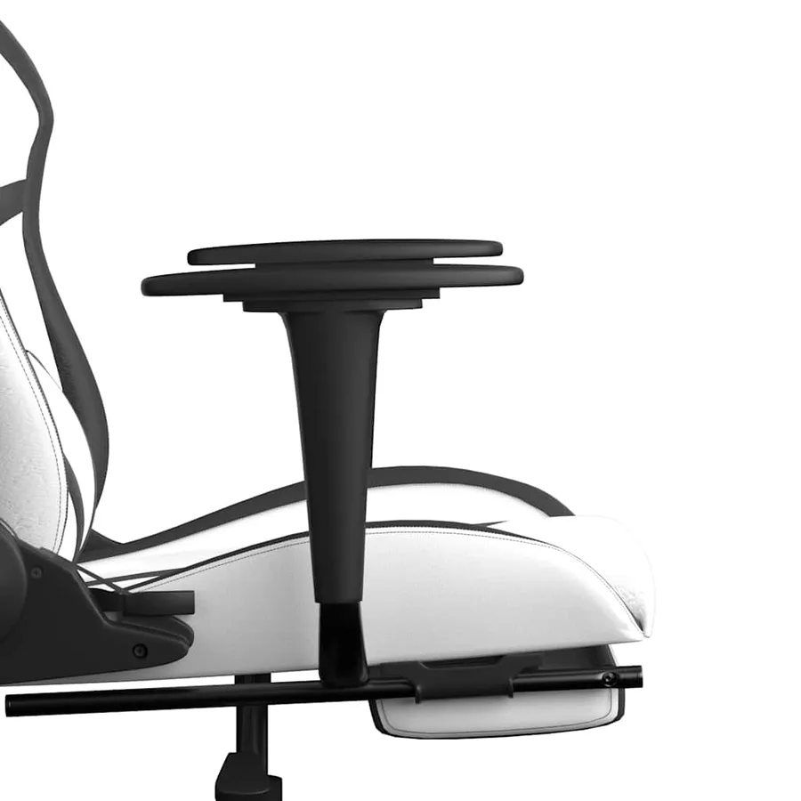 Chaise de jeu de massage avec repose-pied Blanc&Noir Similicuir - 11