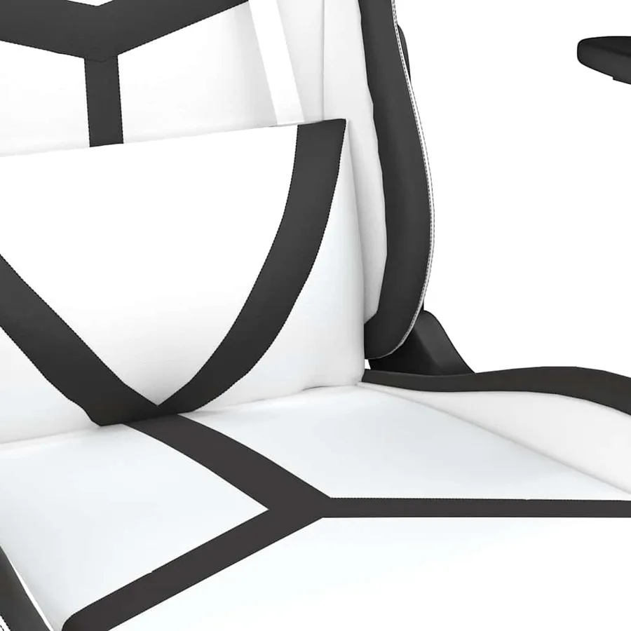 Chaise de jeu de massage avec repose-pied Blanc&Noir Similicuir - 9