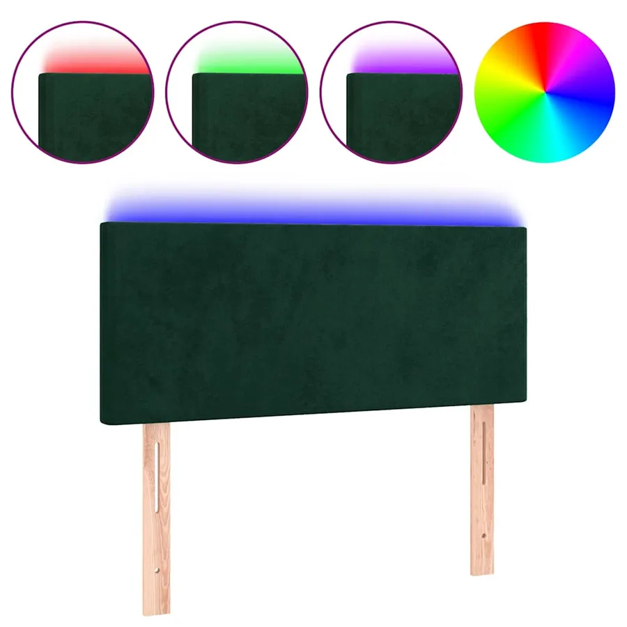 Tête de lit à LED Vert foncé 90x5x78/88 cm Velours - 2