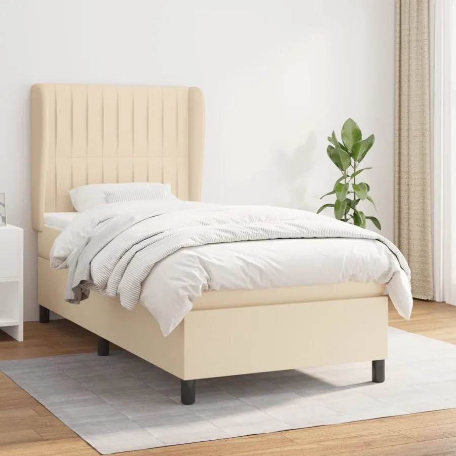 Sommier à lattes de lit avec matelas Crème 100x200 cm Tissu