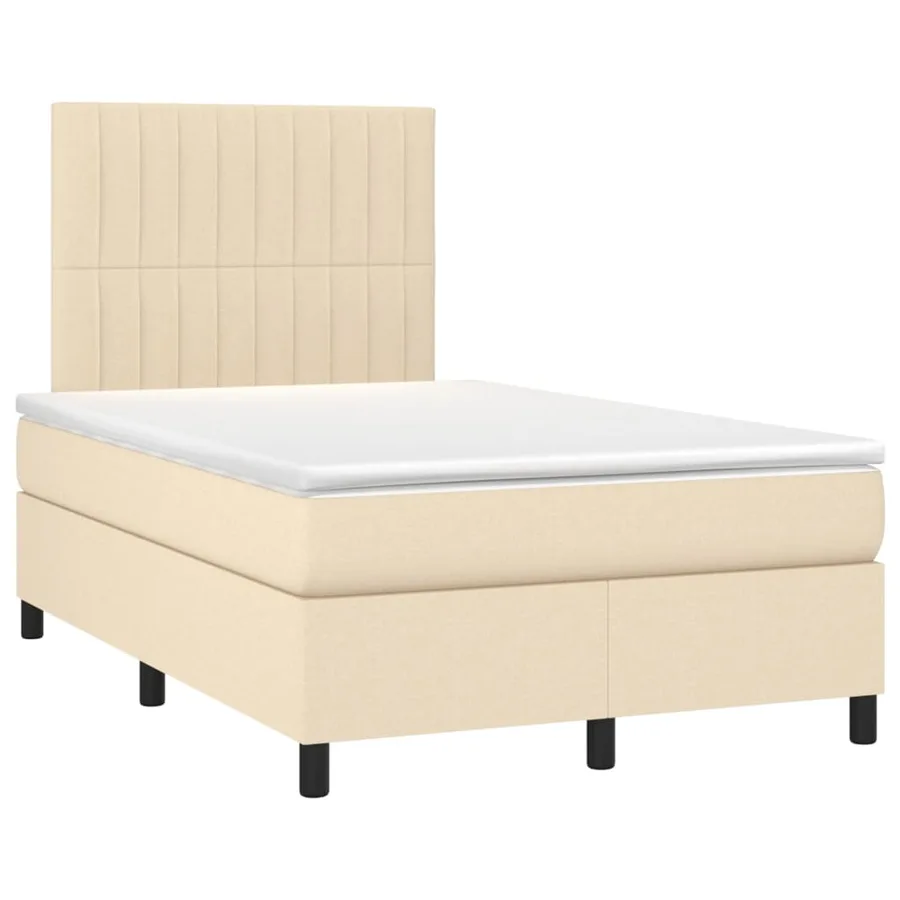 Sommier à lattes de lit avec matelas Crème 120x200 cm Tissu - 3