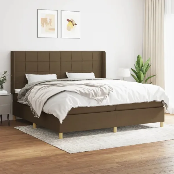 Sommier à lattes de lit avec matelas Marron foncé 200x200 cm