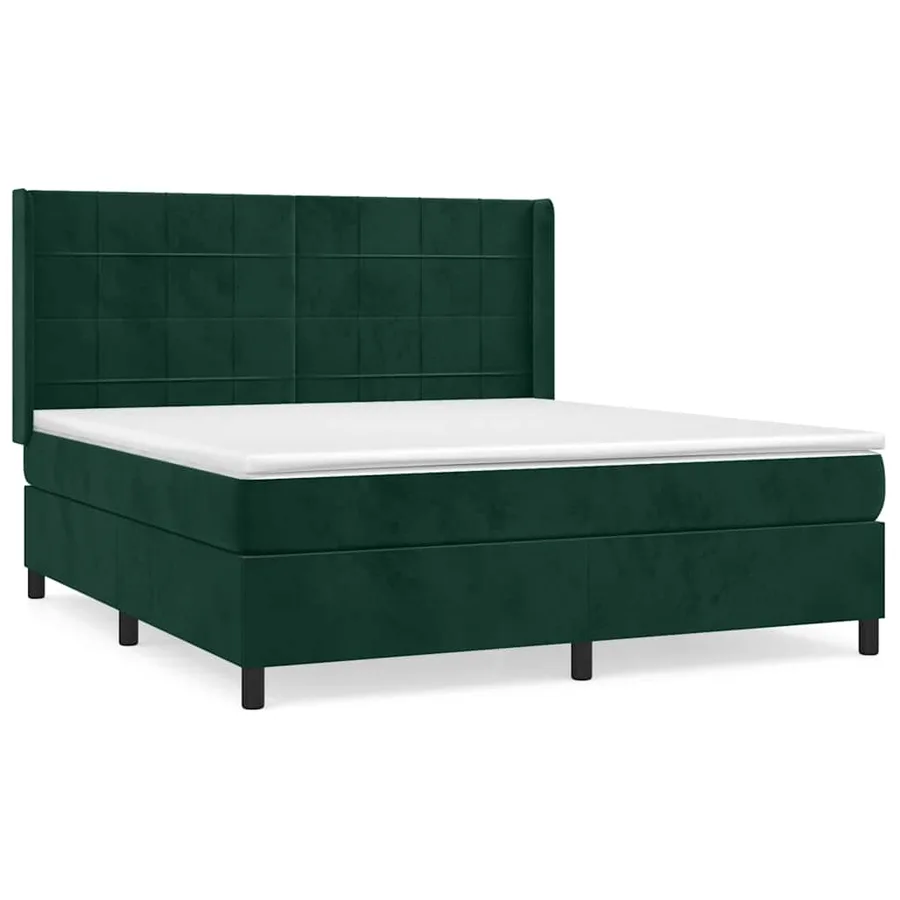 Sommier à lattes de lit et matelas Vert foncé 180x200cm Velours - 2