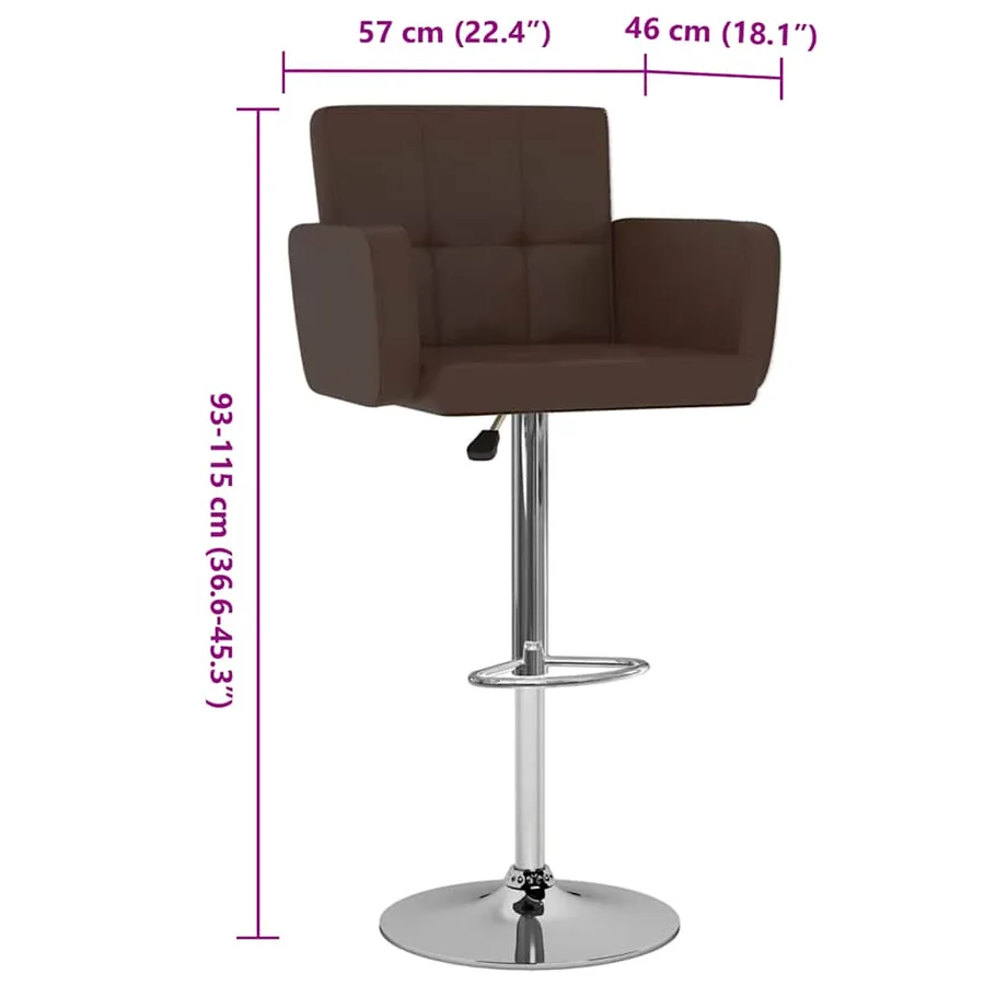Tabourets de bar lot de 2 marron similicuir - 8