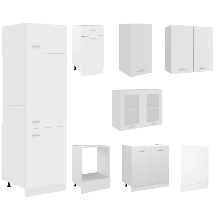 Ensemble de 8 meubles de cuisine "Lyon" en bois d'ingénierie blanc - 4
