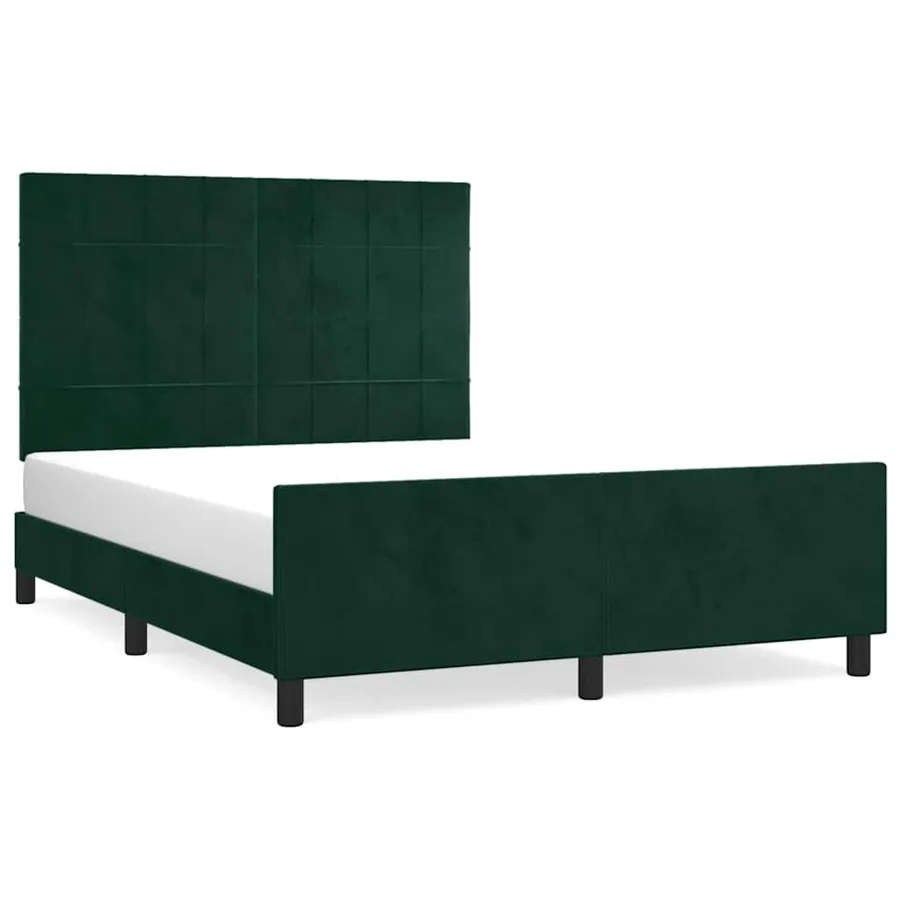 Cadre de lit sans matelas vert foncé 140x200 cm velours - 2