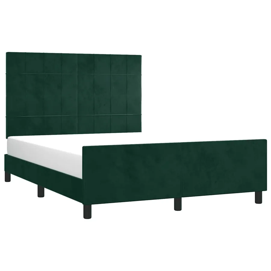 Cadre de lit sans matelas vert foncé 140x200 cm velours - 3