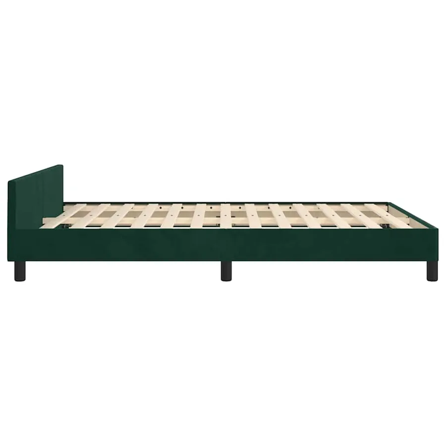 Cadre de lit sans matelas vert foncé 140x200 cm velours - 8