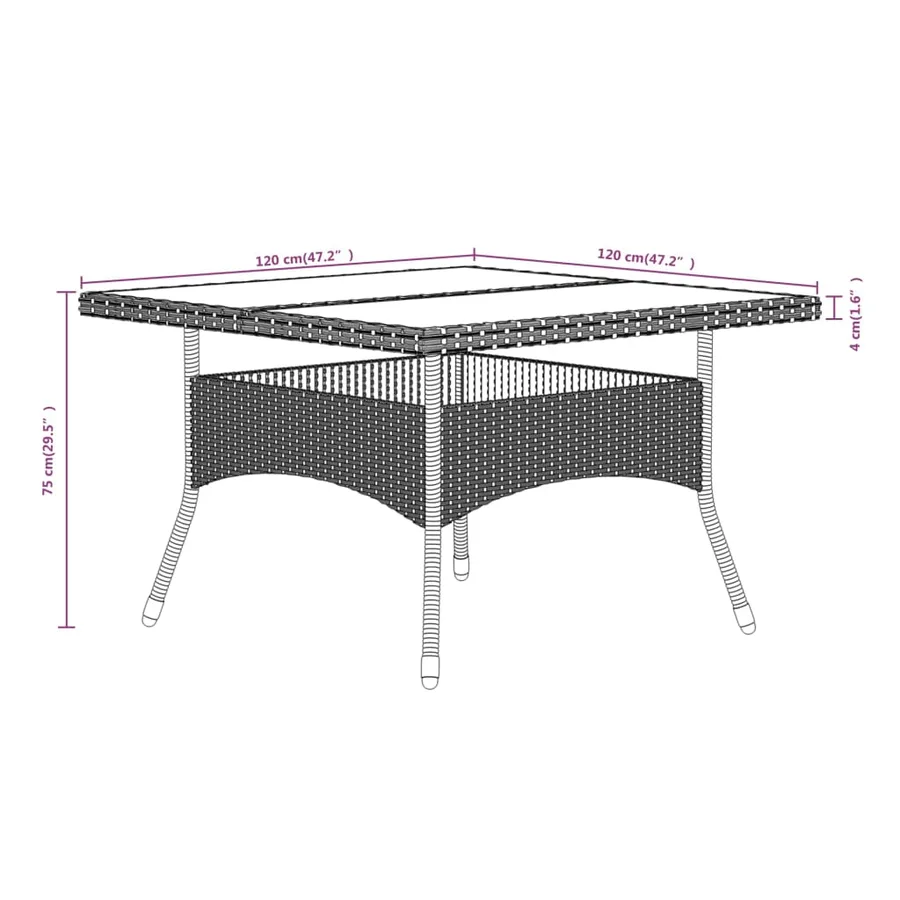 Ensemble à Manger de jardin 9pcs résine tressée et verre trempé - 11