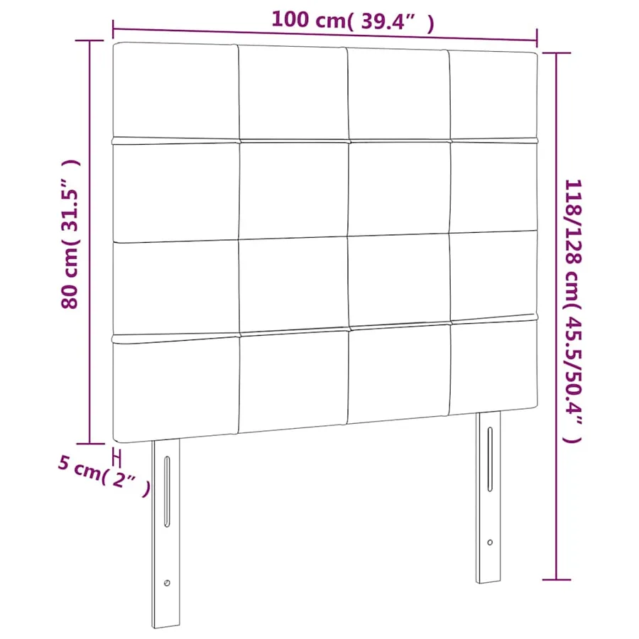 Tête de lit à LED Vert foncé 100x5x118/128 cm Velours - 7