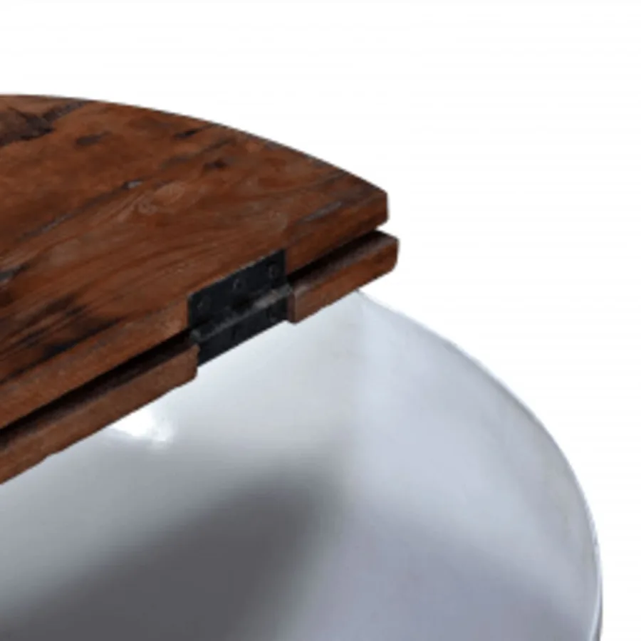 Table basse blanc 50x27 cm bois de récupération massif - 13