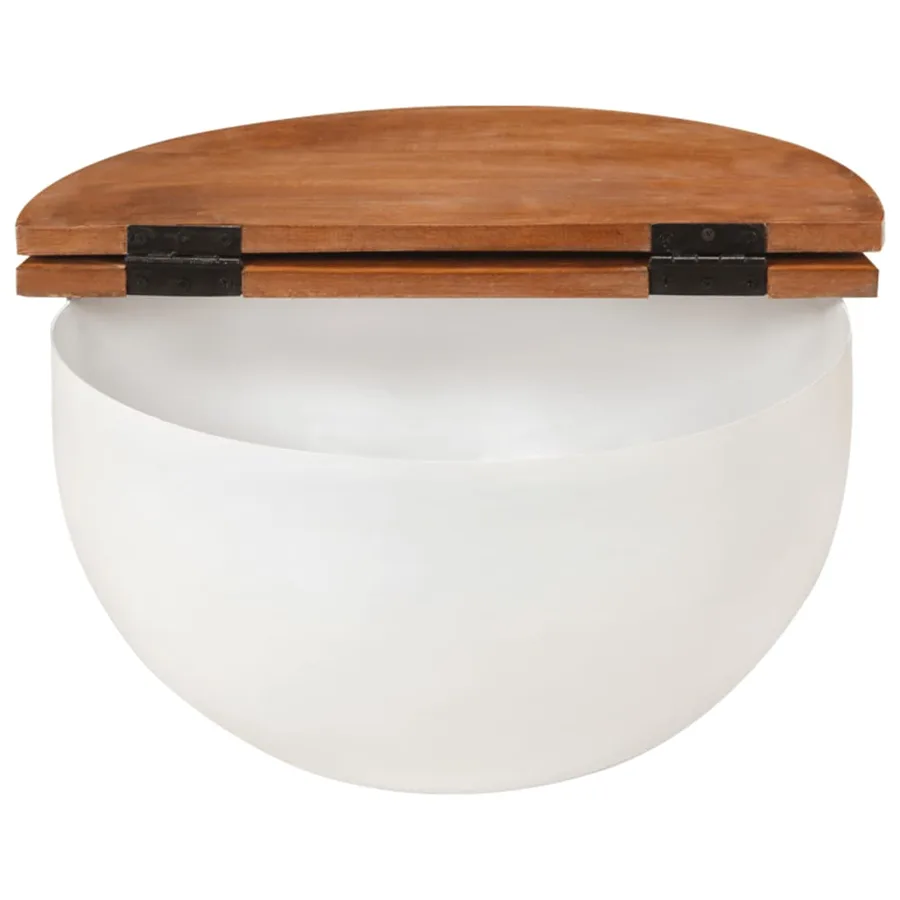 Table basse blanc 50x27 cm bois de récupération massif - 4