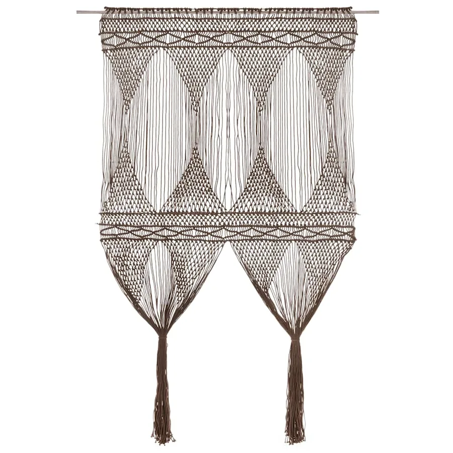 Rideau en macramé Taupe 140x240 cm Coton - 2