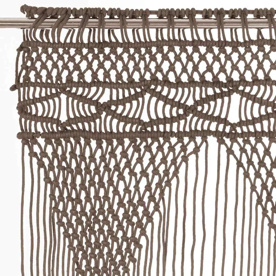Rideau en macramé Taupe 140x240 cm Coton - 4