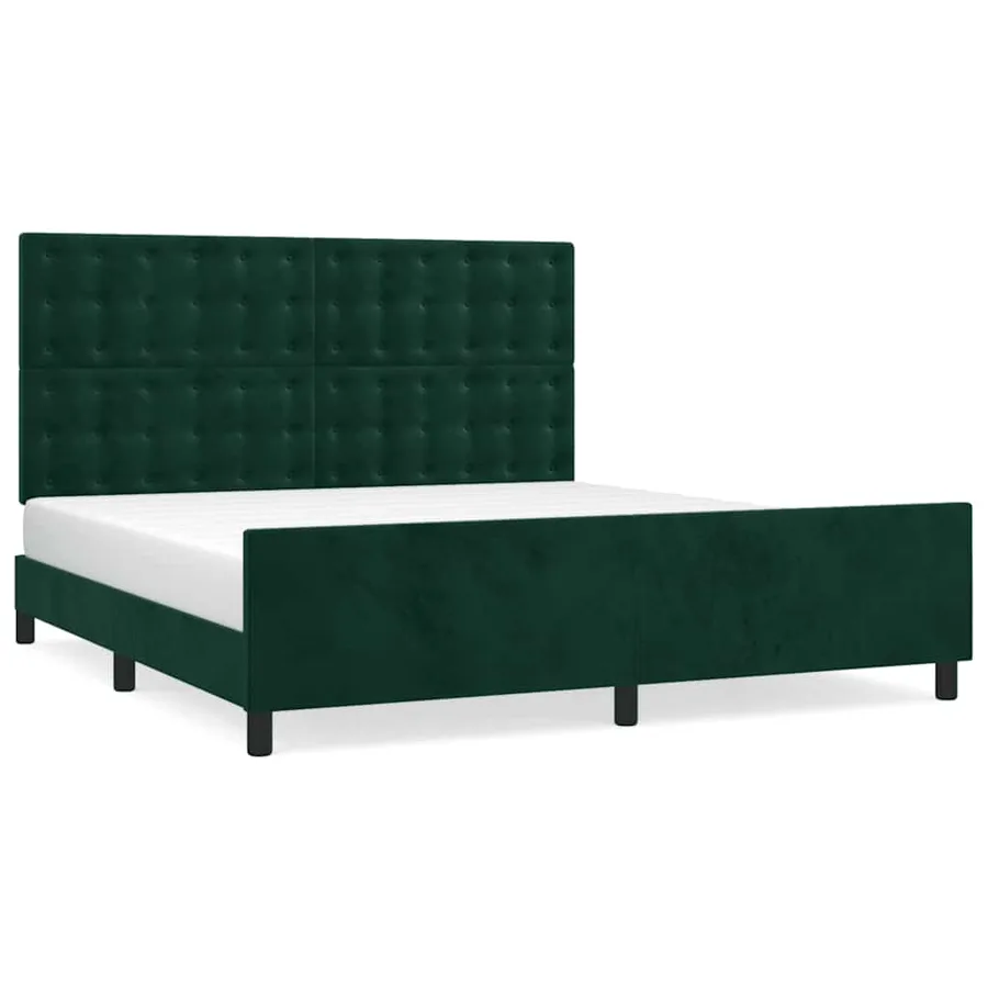 Cadre de lit sans matelas vert foncé 160x200 cm velours - 2