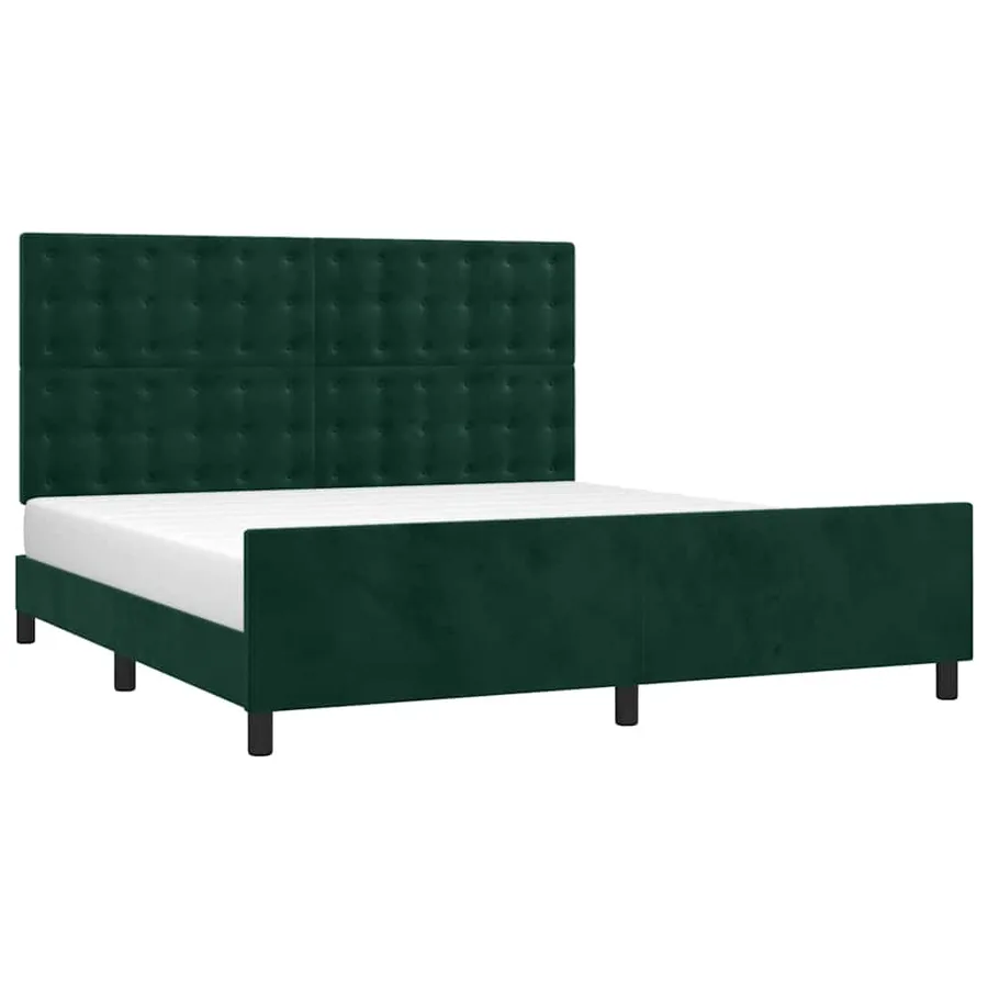 Cadre de lit sans matelas vert foncé 160x200 cm velours - 3