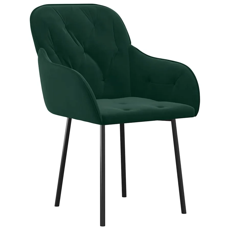 Chaises à manger lot de 2 Vert foncé Velours - 3