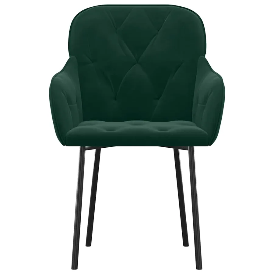 Chaises à manger lot de 2 Vert foncé Velours - 4
